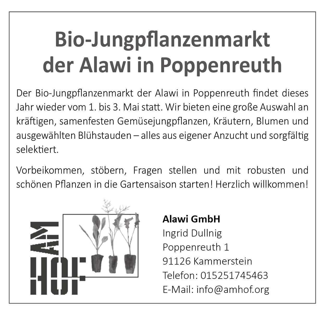 Bio Jungpflanzenmarkt